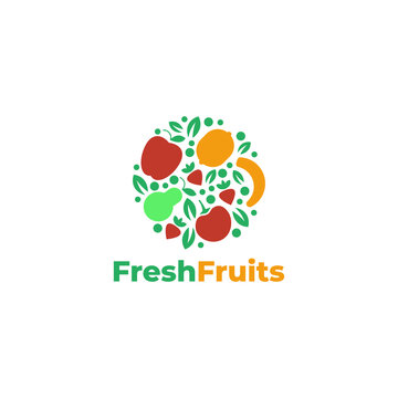 fresh fruits logo vector design template