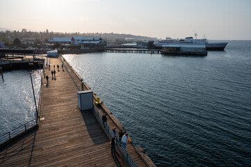 Fototapeta premium Port Angeles Pier in Port Angeles in Clallam County, Washington, United States.