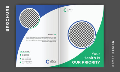 Healthcare medical bifold business brochure cover design or company profile template layout