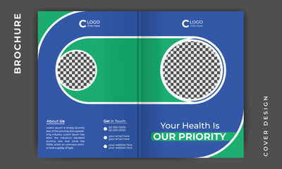 Healthcare medical bifold business brochure cover design or company profile template layout
