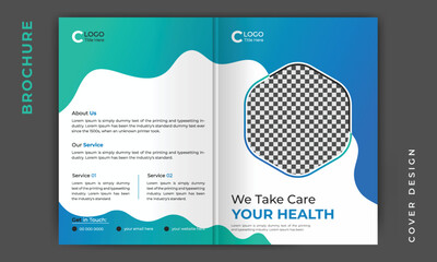 Healthcare medical bifold business brochure cover design or company profile template layout