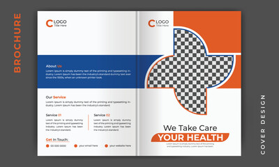 Healthcare medical bifold business brochure cover design or company profile template layout