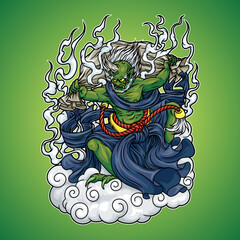 Fujin Japanese Mythology Illustration