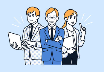 働く上司と部下のシンプルなベクターイラスト素材