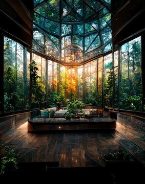 Glass House Design Concept Forest