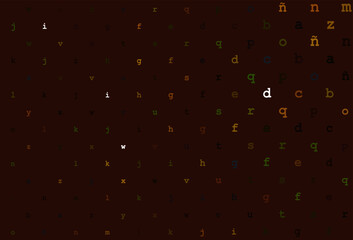 Dark green, red vector texture with ABC characters.