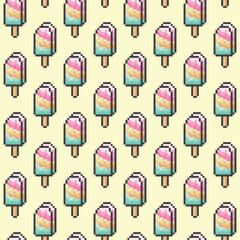 Ice cream Abstract pixel colorful vector illustration Seamless pattern on background fabric pattern design wallpaper.