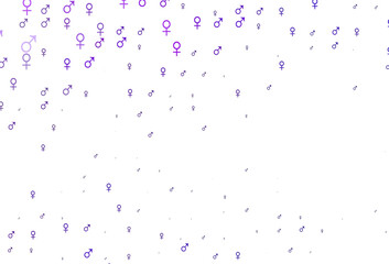 Light purple vector template with man, woman symbols.