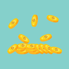 vector illustration of earnings, finance, gold coins, stock, money. vector design that is very suitable for websites, apps, banners, billboards, etc.