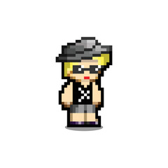 vector male character in pixel art. carton pixel design illustration.