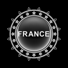 France. Sticker on black background. Illustration.