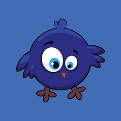 Cute bird in cartoon style. Vector illustration with a beautiful little bird.