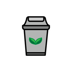ecological set illustration, environmental hygiene icon, trash can, plastic, bottle, go green.