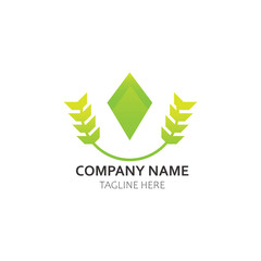 green abstract logo. leaf. vector illustration design that is perfect for business labels, tags, emblems.