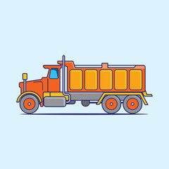 Flat design Truck collection vehicle cartoon. building transportation isolated