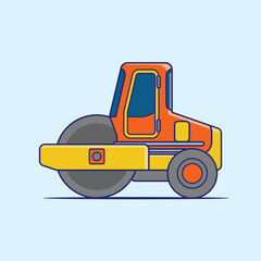 Flat design Tractor, excavator collection vehicle cartoon. building transportation isolated