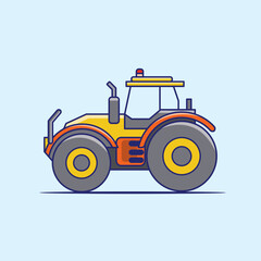 Flat design Tractor, excavator collection vehicle cartoon. building transportation isolated