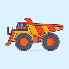 Flat design Tractor, excavator collection vehicle cartoon. building transportation isolated