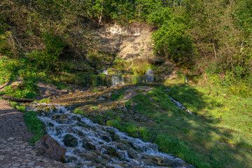 View of the Slovenian Streams (Streams of the Twelve Apostles) in the Izborsko-Malskaya Valley on a...