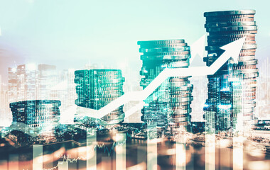 Finance and money technology background concept of business prosperity and asset management ....