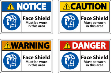 Face Shield Must Be Worn Sign On White Background