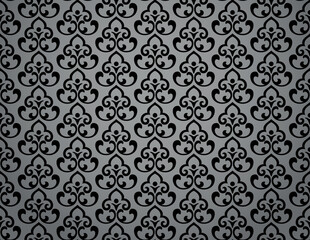 Obraz na płótnie Canvas Flower geometric pattern. Seamless vector background. Black and gray ornament. Ornament for fabric, wallpaper, packaging. Decorative print