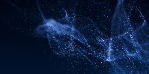 Dark blue and glow particle abstract background.
