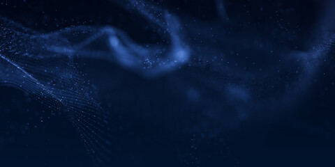 Dark blue and glow particle abstract background.
