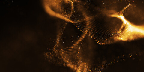 Gold wave luxury glowing particles background