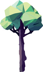 Conceptual polygonal tree. Abstract vector Illustration, low poly style. games 