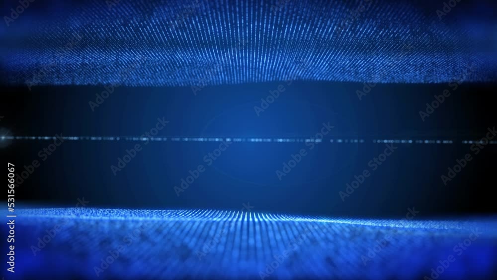 Poster Technology data horizontal dynamic grid pattern moving on blue background 4K motion