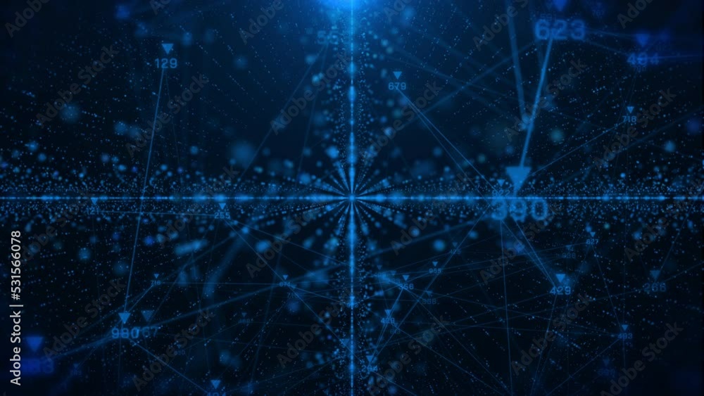 Aufkleber Abstract digital information futuristic visualization analytics background. Technology data number display system monitoring. Stream line network 4K motion.