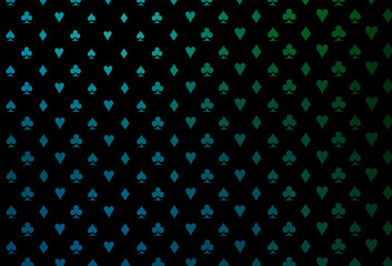 Dark blue, green vector texture with playing cards.