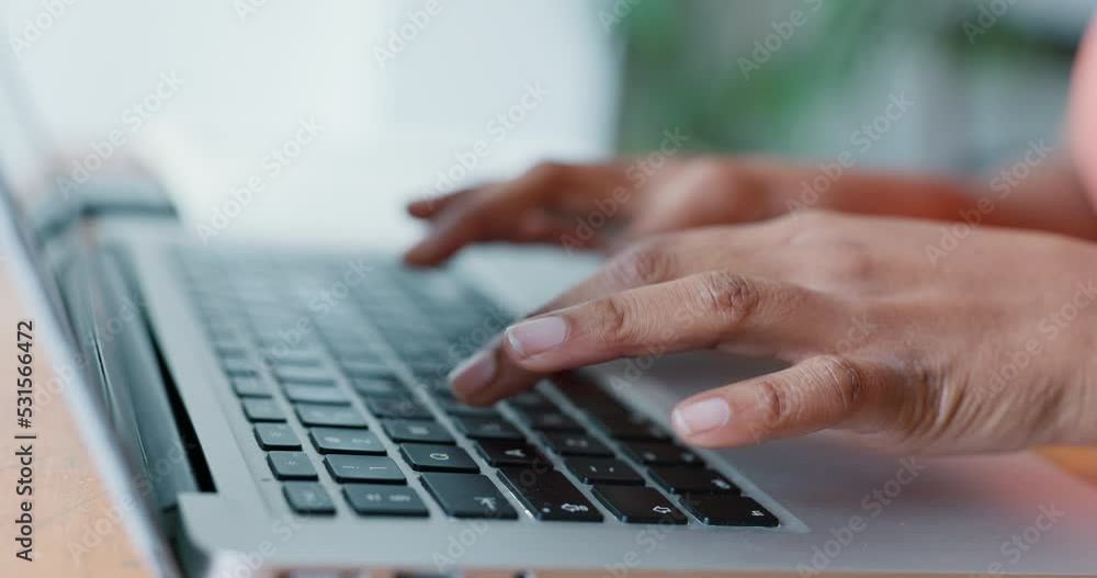 Leinwandbilder Hands typing on keyboard, a software engineer or woman programmer writing code for cyber security. Computer, internet and a safe password business website. Technology, data and coding for web design.