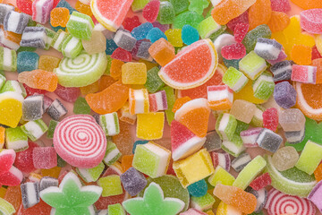 Fototapeta na wymiar assorted jelly candy top view jelly candy