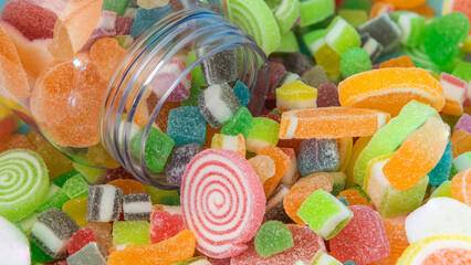 colorful candies and jellies, sweet, jelly, fruit, flavor, confectionery, colorful, sugar