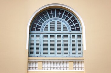 Colonial window design in old quarter building, Ho Chi Minh City