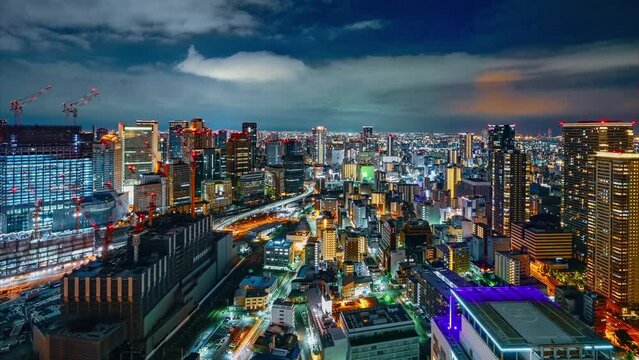 スカイビル南側の夜景のタイムラプス動画