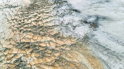 Dried up and cracked river bed