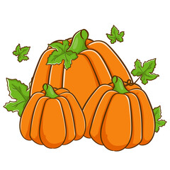 Obraz premium Hand drawn Halloween autumn pumpkins cartoon