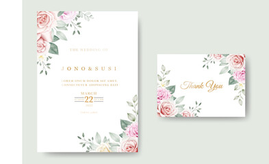 Fototapeta premium Beautiful Floral watercolor Wedding invitation Card