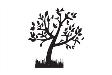 Tree silhouettes - red maple ,sugar maple, oak, poplar, green oak, birch