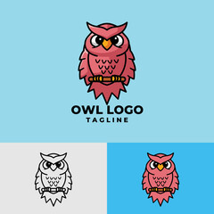 Amazing owl cartoon character premium mascot logo design