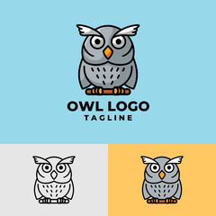 Cute and clean baby owl cartoon character premium mascot logo design