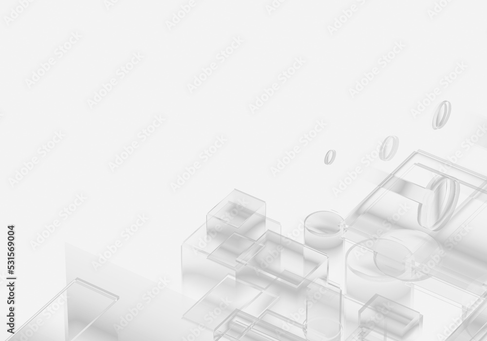 Poster abstract 3d white gray color blockchain isometric digital technology texture background.