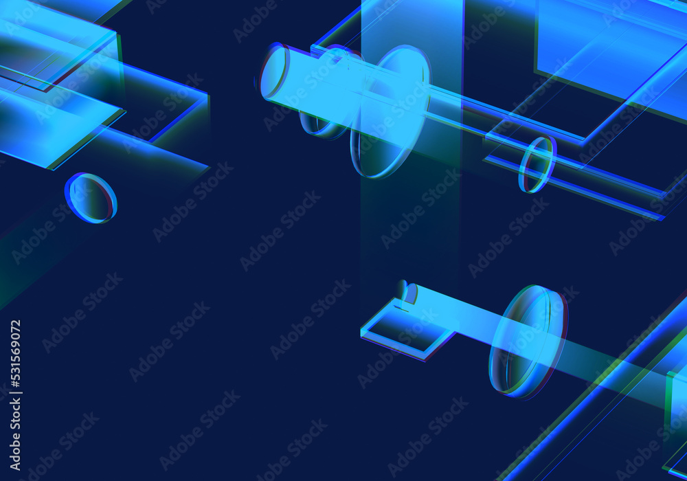 Poster abstract blue circuit board 3d rendering technology background.