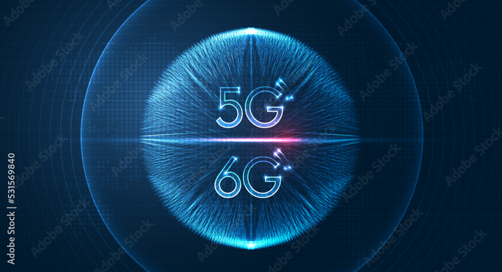 Aufkleber 5g or 6g network digital hologram and internet wi-fi connection and internet of things with modern c