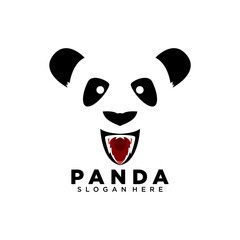 Angry panda logo. angry panda expression illustration vector