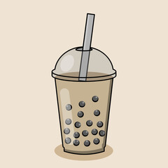 Cartoon bubble milk choco tea cups. Bubble tea cups vector illustration