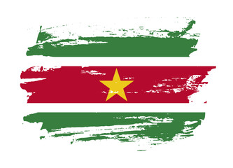 Grunge style textured flag of Suriname country